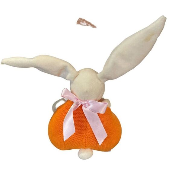 MARY MEYER PLUSH STUFFED BUNNY RABBIT SWEATER KNIT BODY CARROT EUC 1998 EASTER - Picture 2 of 4